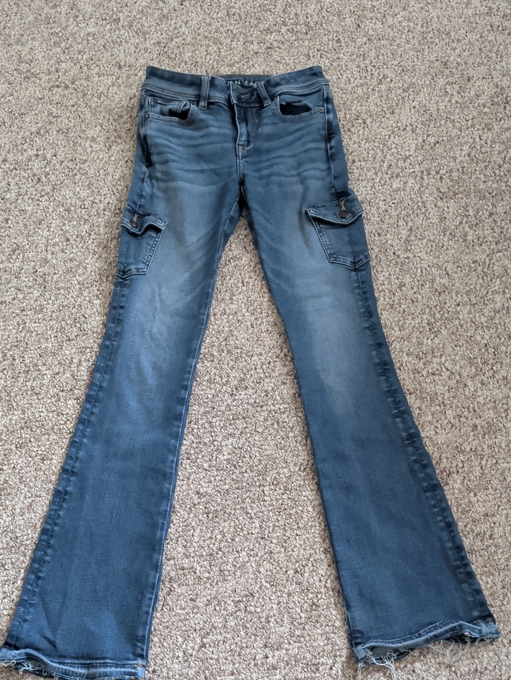 American Eagle Outfitters Dark Blue Bootcut Cargo Jeans